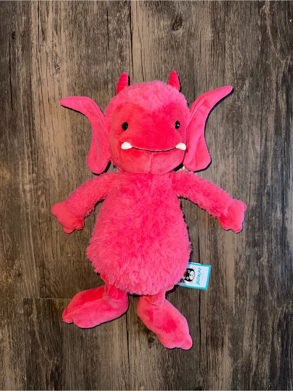 Authentic Jellycat Pandora Pixie Plush- NWT Retired Gremlin Monster Coral Red
